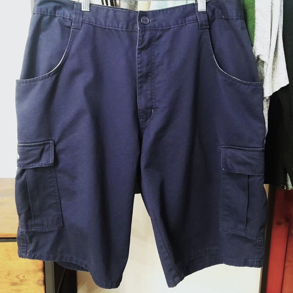 Vintage 90's Y2K Interstate Baggy Fit Skater Shorts Loose Cargo Hip Hop Navy